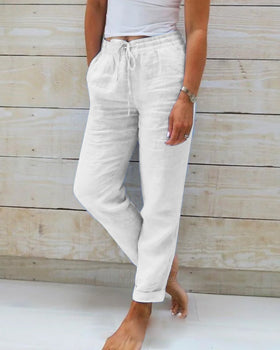 Comfortable Airy Women's Pants With Elastic Waist And Pockets