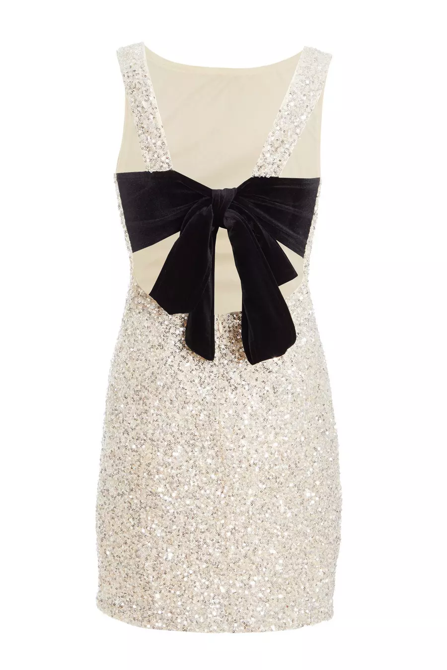 Festive Women's Mini Dress with Sequins and Large Bow
