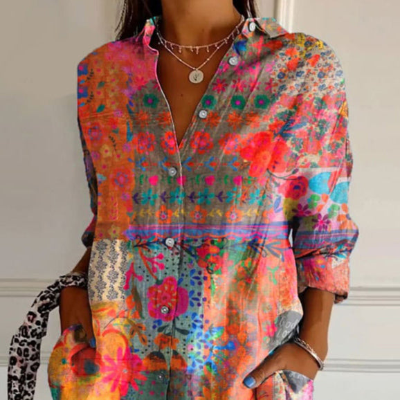 Dita | Loose Blouse with Artistic Print