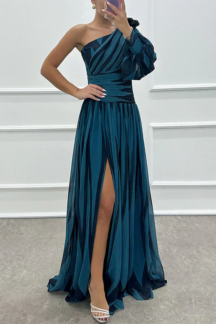 One Shoulder Gala Maxi Dress With Split