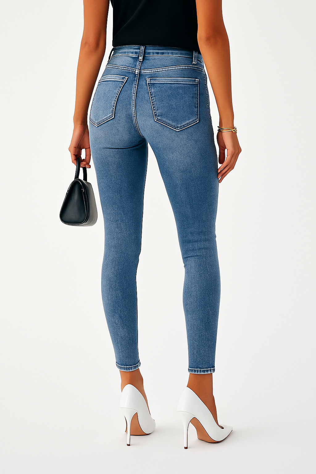 Comfortable stretch women's jeans with high waist