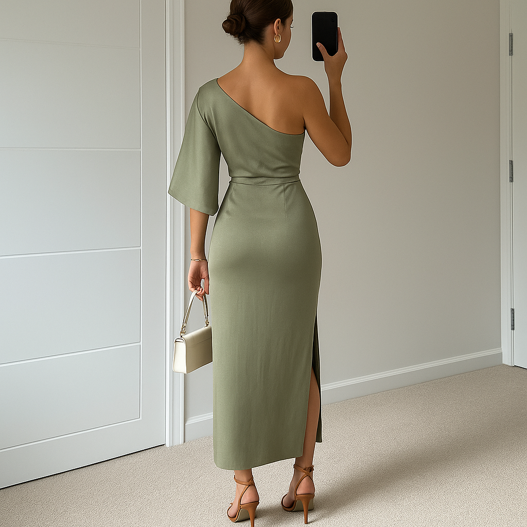 Mien | Elegant One-Shoulder Maxi Dress with Flattering Slit
