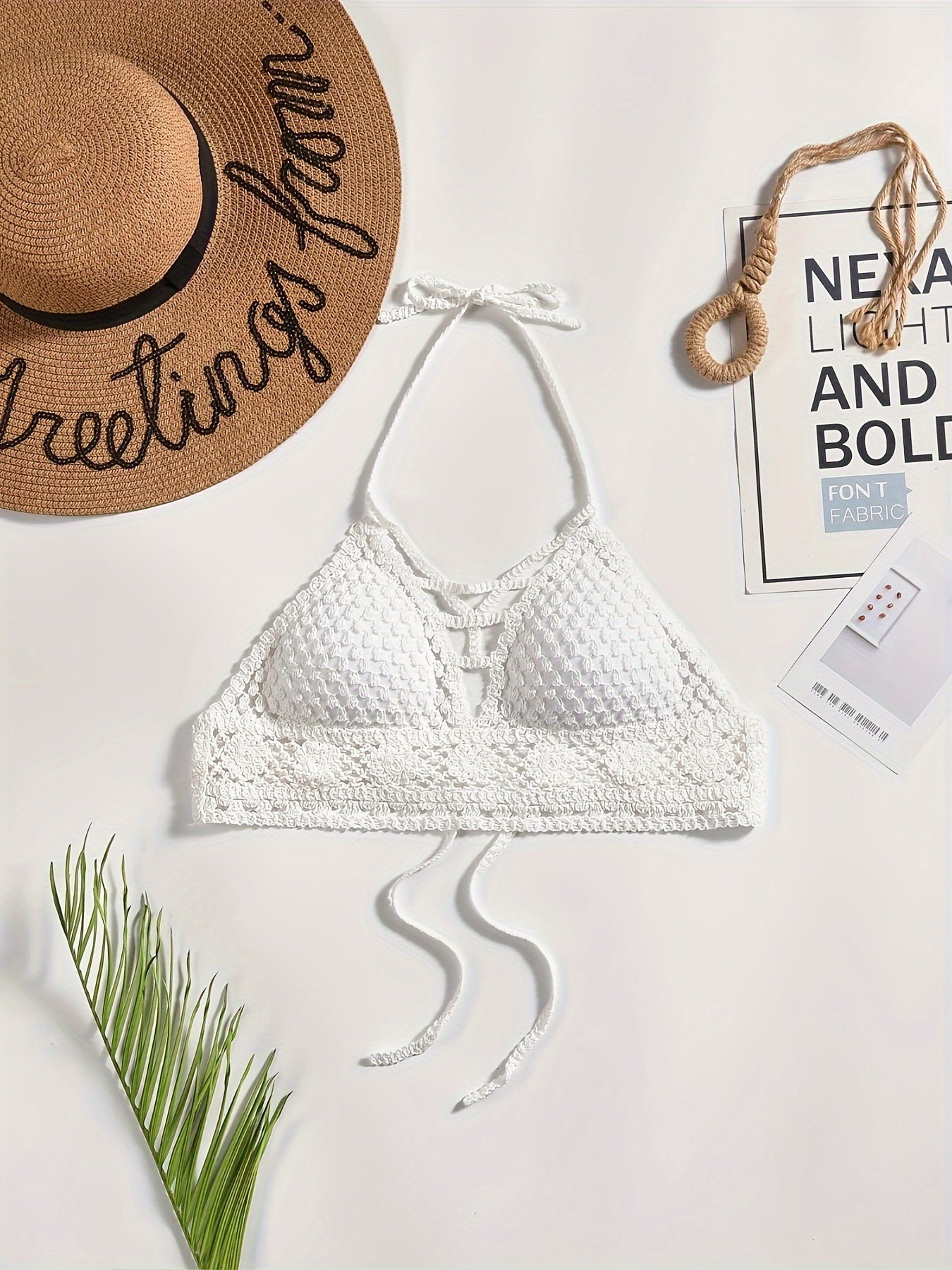 Laurine | Crocheted Bikini Top with Halter Neck