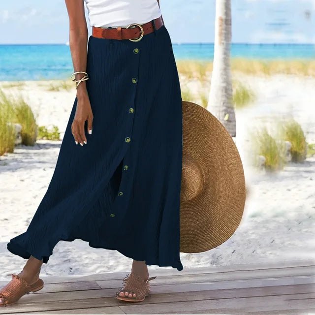 Annalise | Summer Long Skirt with Button Closure for Women