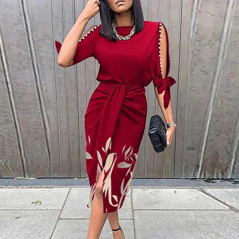 Jesy | Midi Dress with Lace and Elegant Pleats