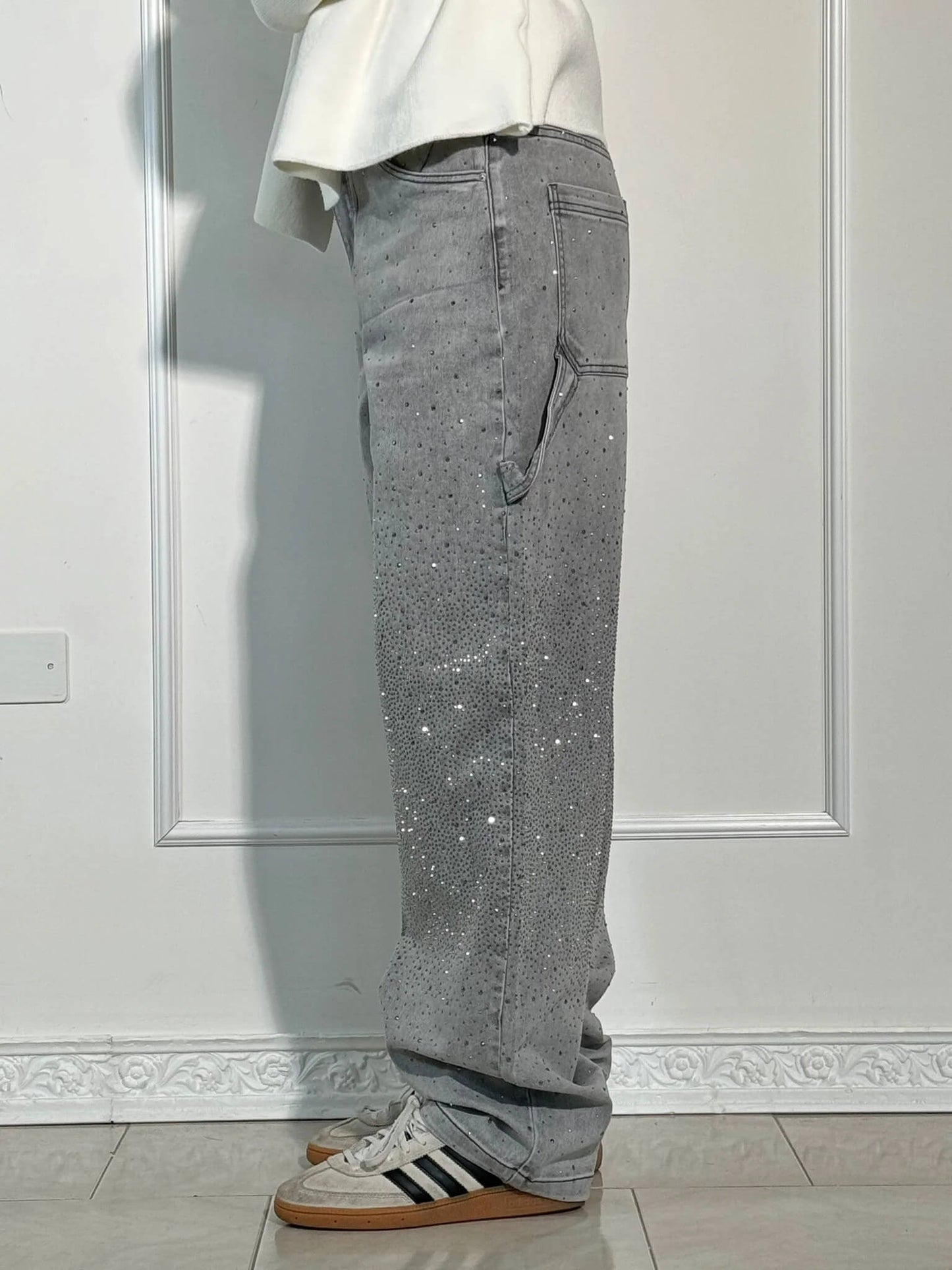 Trendy Shiny Women's Jeans with Wide Legs