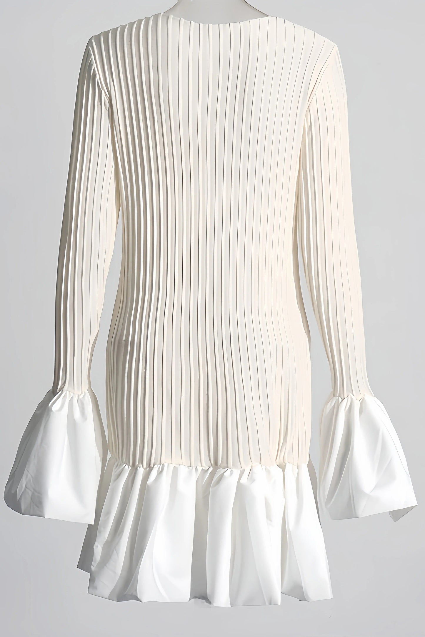 Clara Women's Elegant Pleated White Dress - Mini