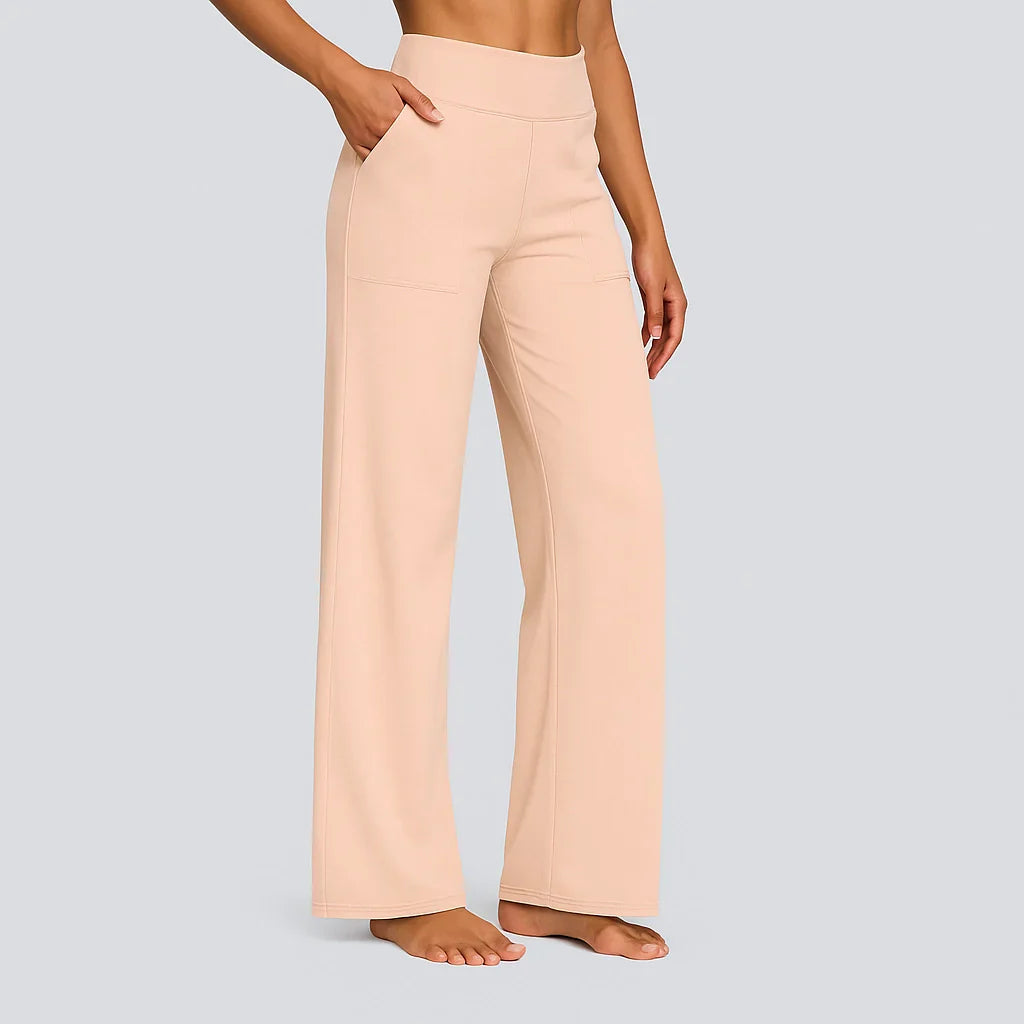 Comfortable Wide-Leg Women's Pants with High Waist and Pockets