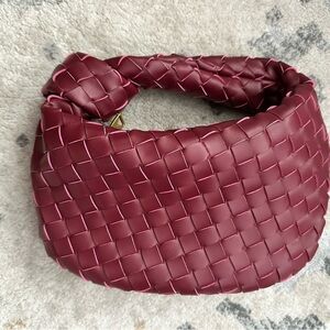 Luxe Bordeaux Women's Handbag with Woven Design