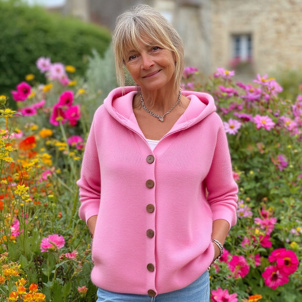 Stylish Cardigan with Hood and Button Closure for Women