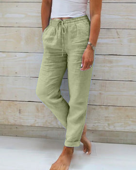 Comfortable Airy Women's Pants With Elastic Waist And Pockets