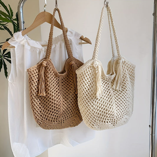 Summer Boho Women's Shoulder Bag With Braided Handles
