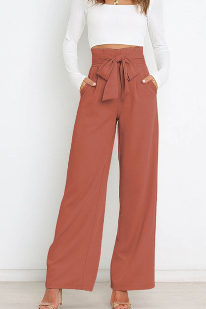 Fenna | High Waist Paperbag Pants with Bow Detail