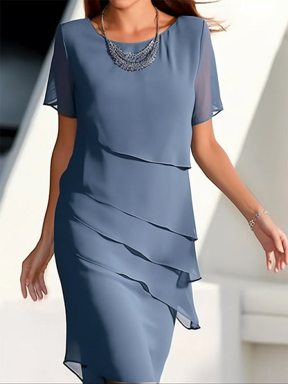 Quinnie | Elegant Layered Chiffon Dress Ladies