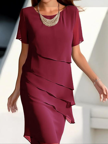 Quinnie | Elegant Layered Chiffon Dress Ladies