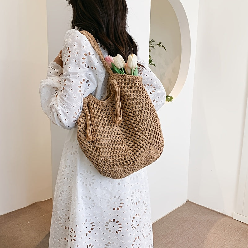 Summer Boho Women's Shoulder Bag With Braided Handles