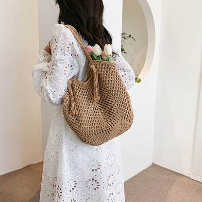 Summer Boho Women's Shoulder Bag With Braided Handles
