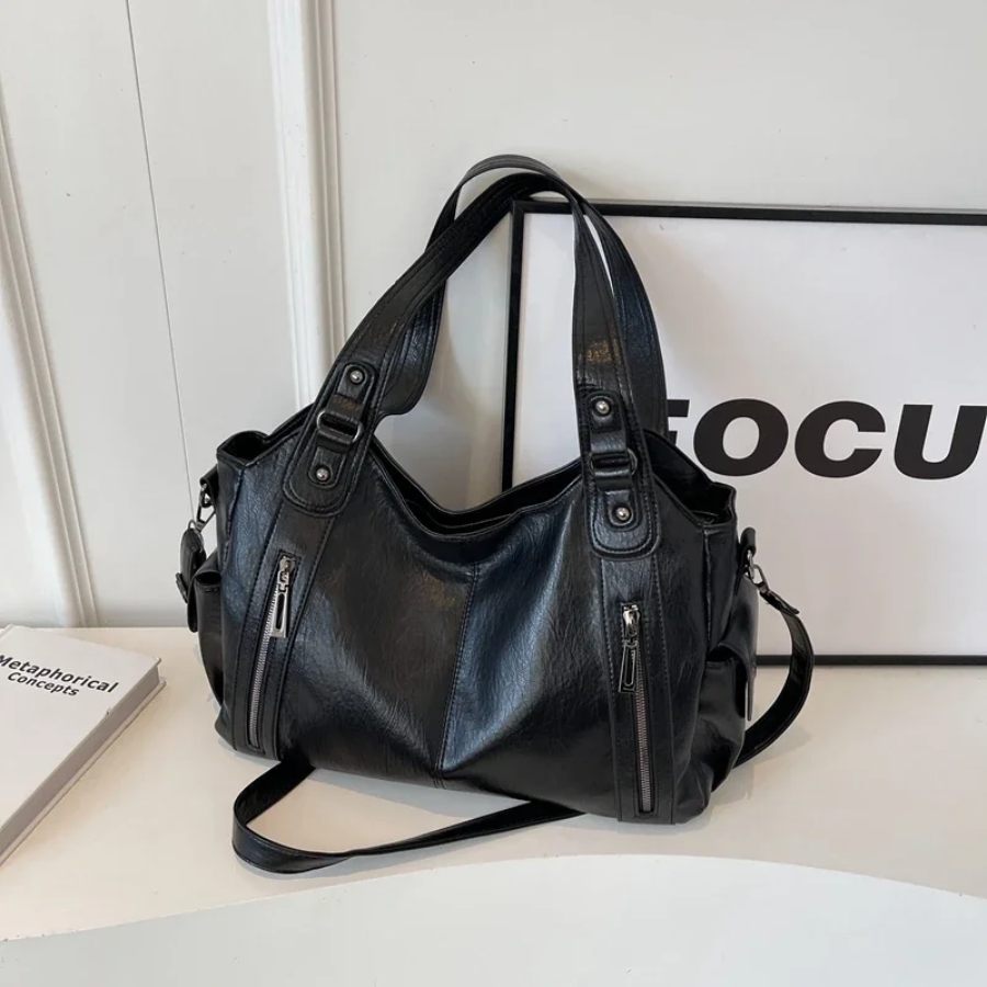 Malyna | Casual Shoulder Bag with Zippers and Adjustable Strap