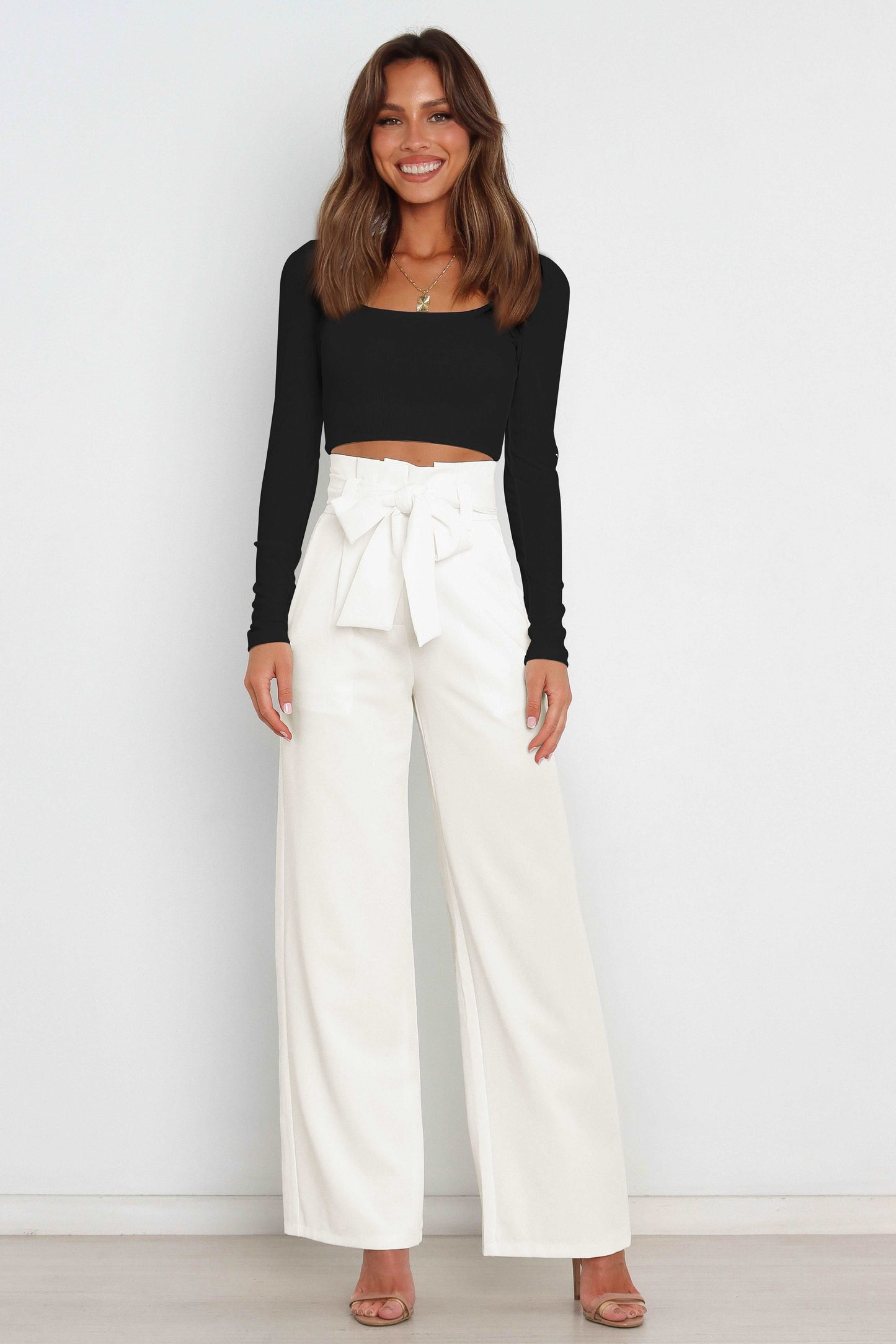 Fenna | High Waist Paperbag Pants with Bow Detail