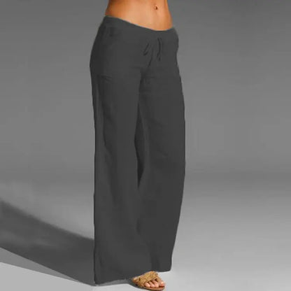 Airy Wide-Leg Pants With Drawstring For Women