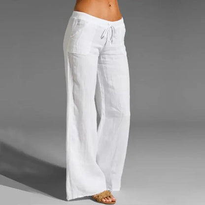 Airy Wide-Leg Pants With Drawstring For Women