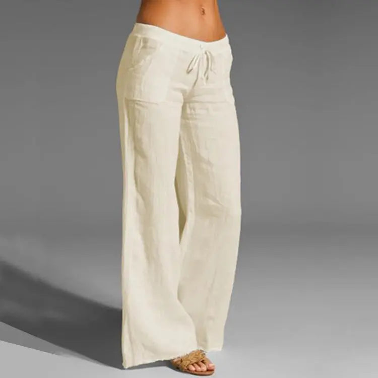 Airy Wide-Leg Pants With Drawstring For Women