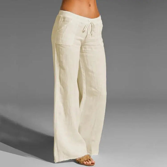 Airy Wide-Leg Pants With Drawstring For Women