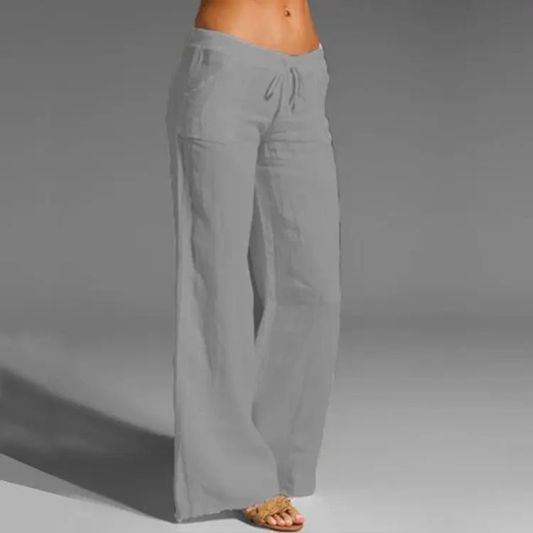Airy Wide-Leg Pants With Drawstring For Women