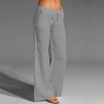 Airy Wide-Leg Pants With Drawstring For Women