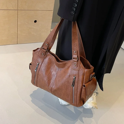 Malyna | Casual Shoulder Bag with Zippers and Adjustable Strap