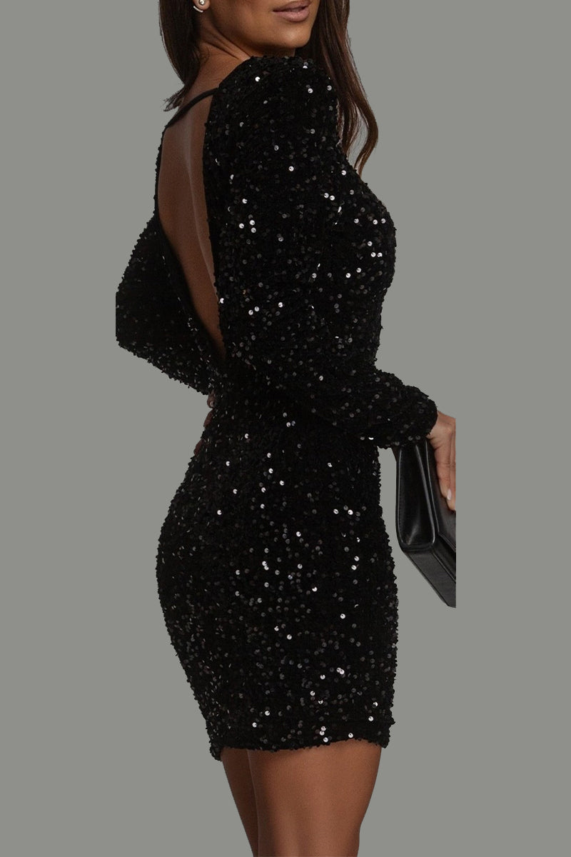 Lacey | Sequin Mini Dress with Open Back