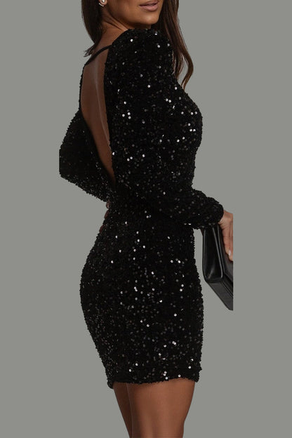 Lacey | Sequin Mini Dress with Open Back