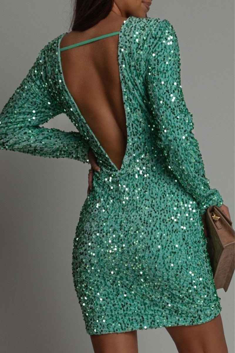Lacey | Sequin Mini Dress with Open Back