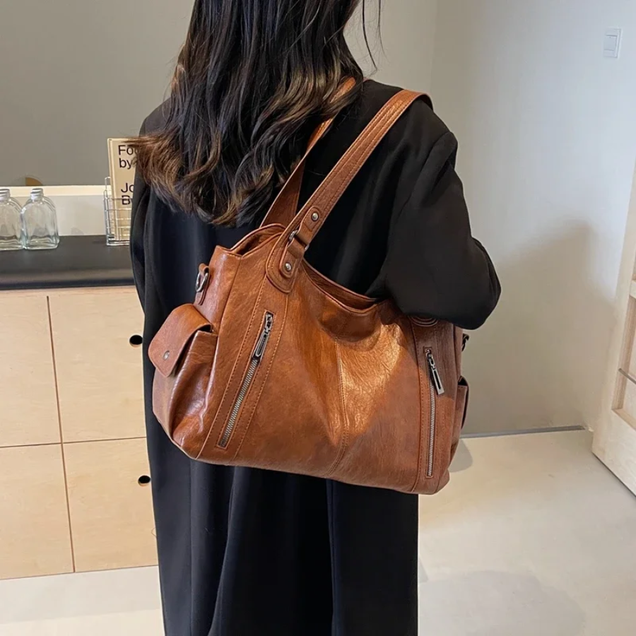 Malyna | Casual Shoulder Bag with Zippers and Adjustable Strap