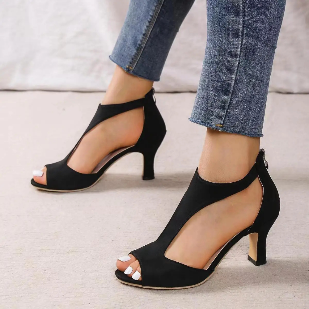 Women's Heels with Open Toe and Comfortable Wedge Fit