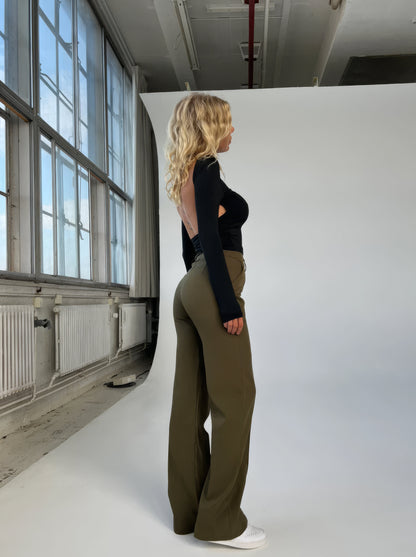 High Waist Women's Trousers with Straight Fit