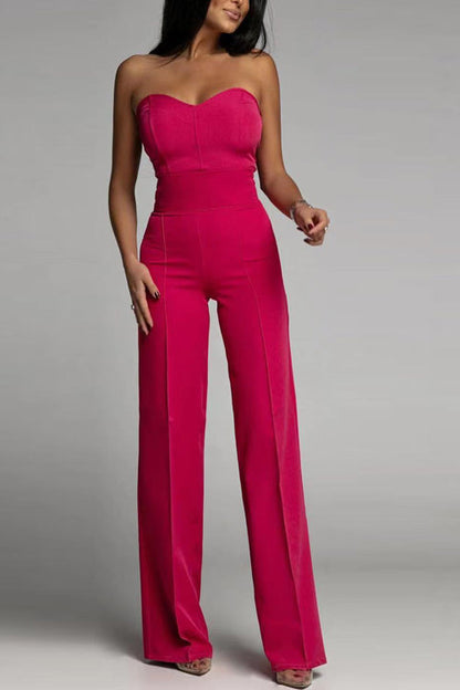 Trendy Strapless Jumpsuit With Wide Legs for Women