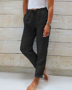 Comfortable Airy Women's Pants With Elastic Waist And Pockets