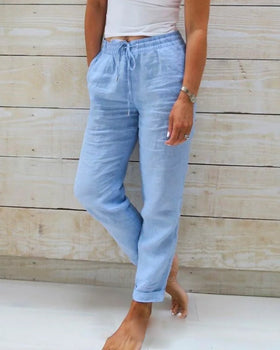 Comfortable Airy Women's Pants With Elastic Waist And Pockets