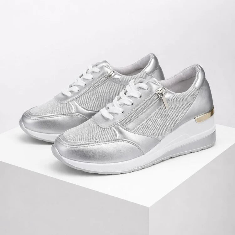 Women's Wedge Lightweight Sneakers With Lace Closure