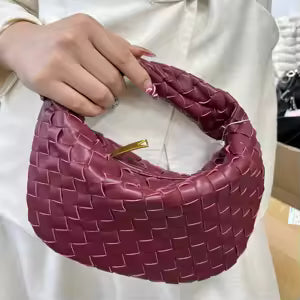 Luxe Bordeaux Women's Handbag with Woven Design