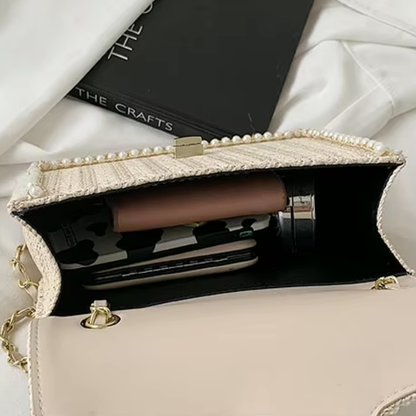 Baili | Elegant Woven Shoulder Bag with Pearl Details