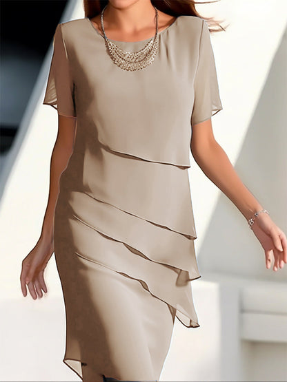 Quinnie | Elegant Layered Chiffon Dress Ladies