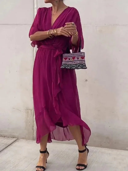 Chrissa | Summer Midi Dress with Elegant V-Neck