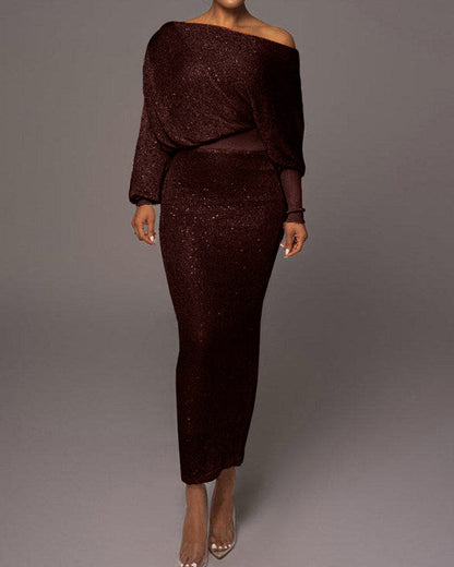 Zoey | Off-Shoulder Glitter Dress