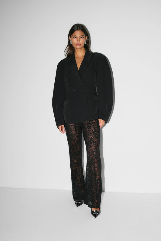 Luxury Elegant Women's Pants with Lace and Wide Legs