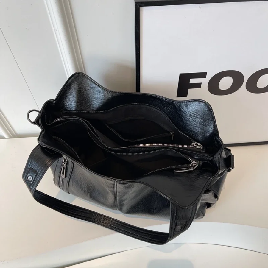Malyna | Casual Shoulder Bag with Zippers and Adjustable Strap