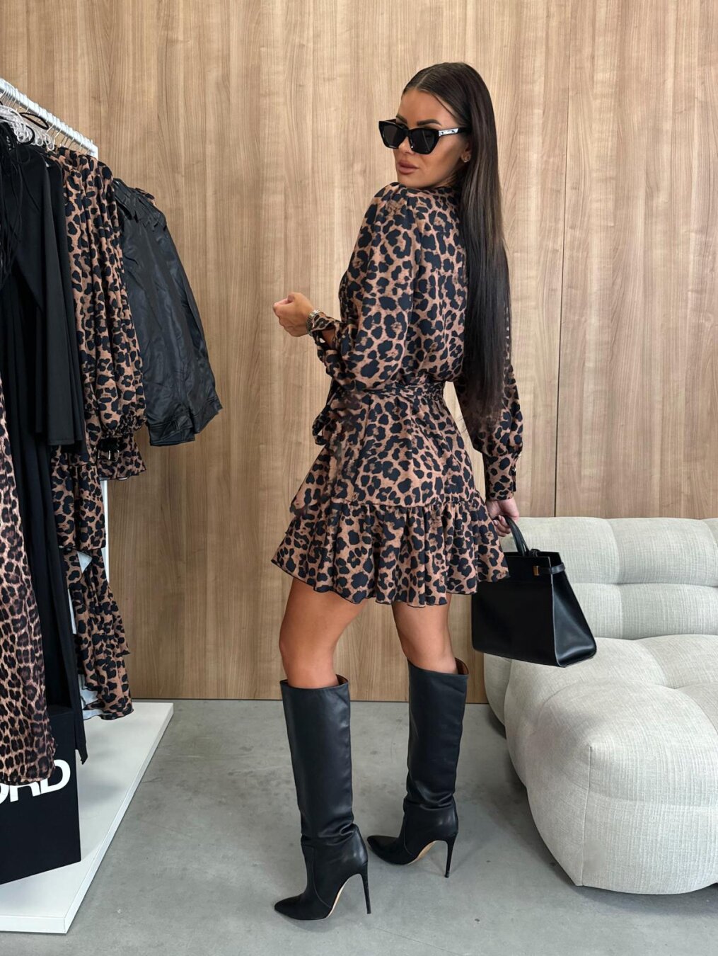 Party Mini Dress With Wrap Design And Long Sleeves