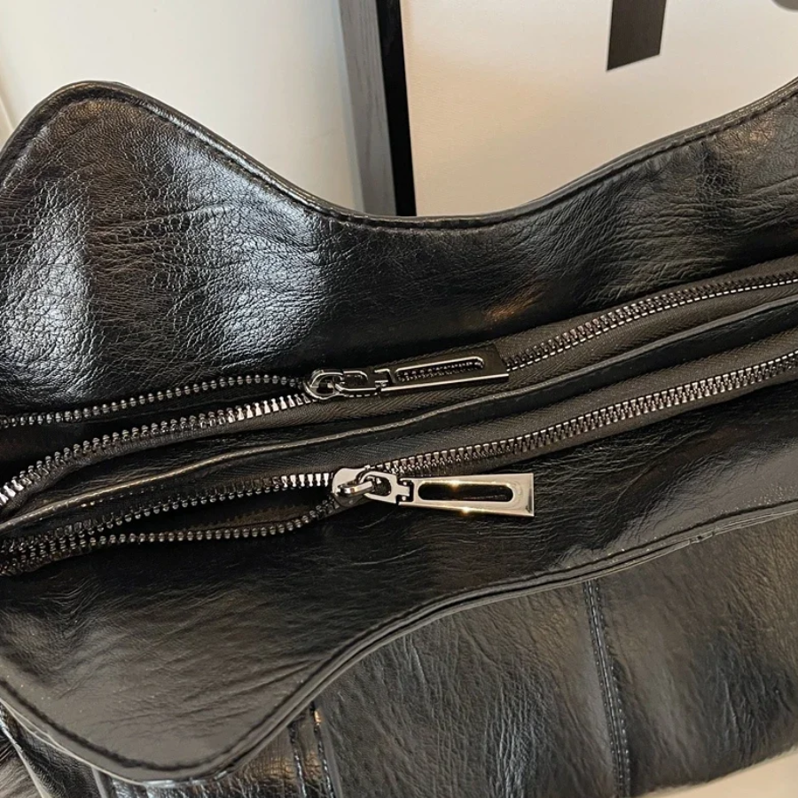 Malyna | Casual Shoulder Bag with Zippers and Adjustable Strap