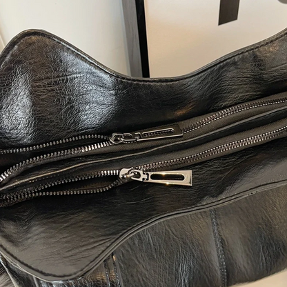 Malyna | Casual Shoulder Bag with Zippers and Adjustable Strap